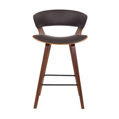 Jagger Modern 26" Wood and Faux Leather Counter Height Bar Stool in WALNUT