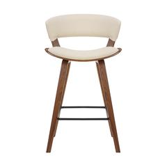 Jagger Modern 26" Wood and Faux Leather Counter Height Bar Stool, WALNUT
