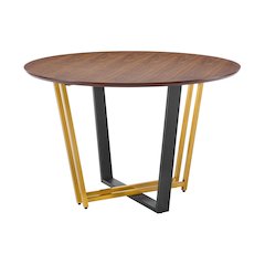 Joana 48" Round Dining Table in Gold Stainless Steel
