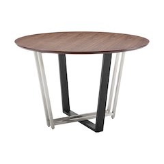 Joana 48" Round Dining Table in Brushed Stainless Steel