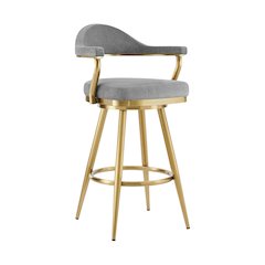 Justin 26" Swivel Counter Stool with Gold Brushed Stainless Steel