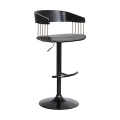Larisa Upholstered Wood Adjustable Bar Stool with Black Metal Base