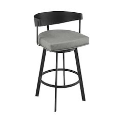 Lacey 30" Swivel Bar Stool in Black Iron with Black Walnut Finish