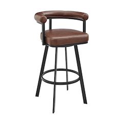 Magnolia Swivel Counter or Bar Stool in Faux Leather and Metal