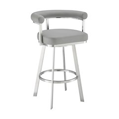 Magnolia Swivel Counter or Bar Stool in Faux Leather and Metal