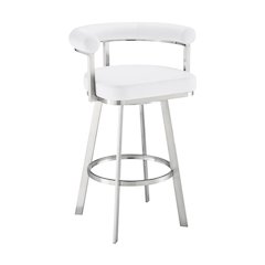 Magnolia Swivel Counter or Bar Stool in Faux Leather and Metal