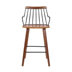 Micah Walnut and Metal Modern 26" Counter Height Bar Stool, WALNUT