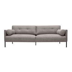 Michalina 84" Gray Fabric Sofa with Black Metal Legs