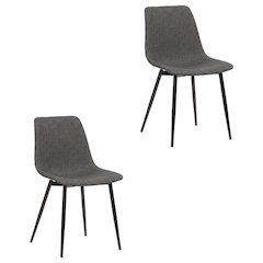 Faux Leather Upholstered Dining Chairs with Metal Legs, Black, Set of 2