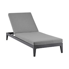 Outdoor Patio Adjustable Chaise Lounge Chair in Aluminum with Gray Cushions