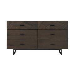 Marquis 6 Drawer Oak Wood Dresser with Black Metal Legs