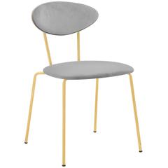 Neo Modern Gray Velvet and Gold Metal Leg Dining Room Chairs - Set of 2