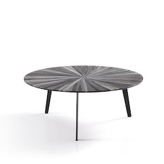 Nina Mid-Century 33 in. Round Gray Coffee Table with Tempered Glass Top