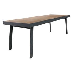Nofi Outdoor Patio Dining Table in Charcoal Finish with Teak Wood Top