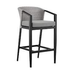 Outdoor Patio Counter or Bar Height Bar Stool in Aluminum and Wicker