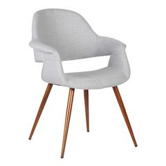 Armen Living Phoebe Mid-Century Dining Chair in Walnut Finish and Gray Fabric