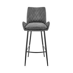 Panama 30" Bar Height Bar Stool in Charcoal Fabric and Black Finish