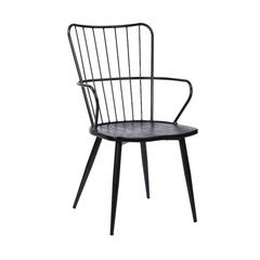 Parisa High Back Steel Framed Side Chair Black Powder Coated Finish Brushed Wood