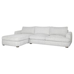 123 in. Left Arm Facing Rectangular Sectional Sofa, Round Arms, Speckled Stone