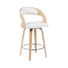 Counter Height Swivel Bar Stool in Patterned Oak Finish