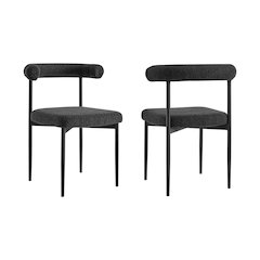 Shannon Dining Chair with Matte Black Iron and Black Fabric - Set of 2