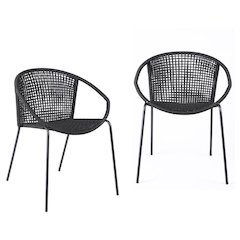 Outdoor Dining Chairs – Patio Chairs Set of 2, Stackable Steel Frame