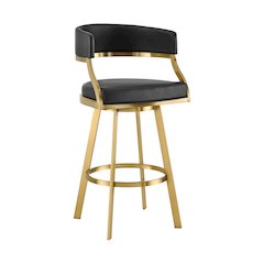 Saturn 30" Swivel Bar Stool with Gold Brushed Stainless Steel