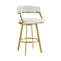 Saturn 26" Swivel Counter Stool with Gold Brushed Stainless Steel