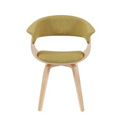 Polyester Upholstered Mid-Century Dining Chair, Barrel Back with Arms, Oak