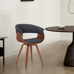 Armen Living Summer Modern Chair In Charcoal Fabric and Walnut Wood
