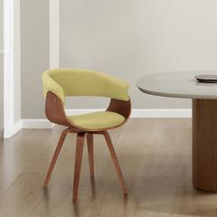 Armen Living Summer Modern Chair In Green Fabric and Walnut Wood