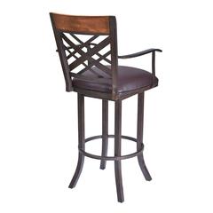 Tahiti 30" Arm Barstool in Auburn Bay finish with Brown Pu upholstery