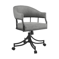 Tibet Swivel Rolling Dining Chair with Matte Black Iron