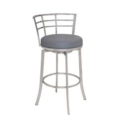 Armen Living Viper 26" Counter Height Swivel Barstool in Brushed Stainless Steel finish with Grey Faux Leather