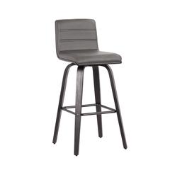 Vienna 30" Bar Height Barstool in Black Brushed Wood Finish with Grey Faux Leather