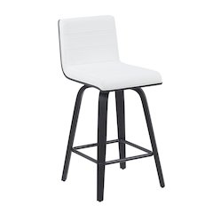 Counter Height Swivel Bar Stool with Snow White Faux Leather Seat