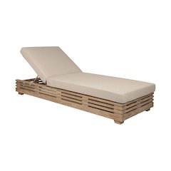Outdoor Patio Chaise Lounge Chair in Light Eucalyptus Wood