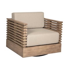 Outdoor Patio Chair in Light Eucalyptus Wood with Taupe Olefin Cushions