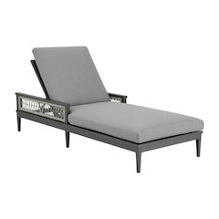 Zella Outdoor Patio Chaise Lounge Chair in Aluminum with Gray Rope