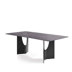 79 in Rectangular Dining Table with Gray Tempered Glass Table Top -Seats up to 6