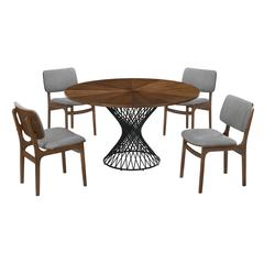 Cirque Lima 5 Piece Walnut Dining Set