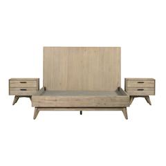Baly 3 Piece Acacia King Platform Bed and Nightstands Bedroom Set