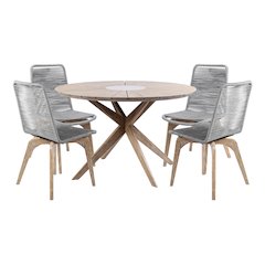 Oasis and Island Outdoor 5 Piece Light Eucalyptus and Stone Dining Set
