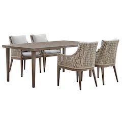 Grenada 5 Piece Gray Aluminum Outdoor Dining Set with Gray Fabric