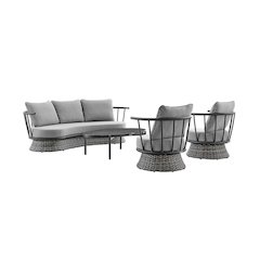Giotto Wicker and Aluminum Outdoor Chair in Black and Dark Gray