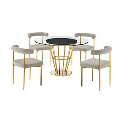 Veronica Shannon 5 Piece Round Glass Dining Table Set