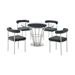 Veronica Shannon 5 Piece Round Glass Dining Table Set