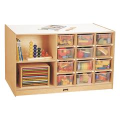 Mobile Storage Island, Clear Trays, 48w x 29d x 29-1/2h, Birch