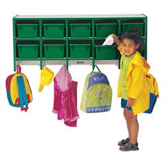 10 Section Wall Mount Coat Locker - with Trays - Blue