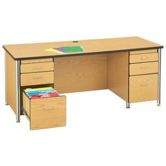 Teachers' 66" Desk with 2 Pedestals - Black